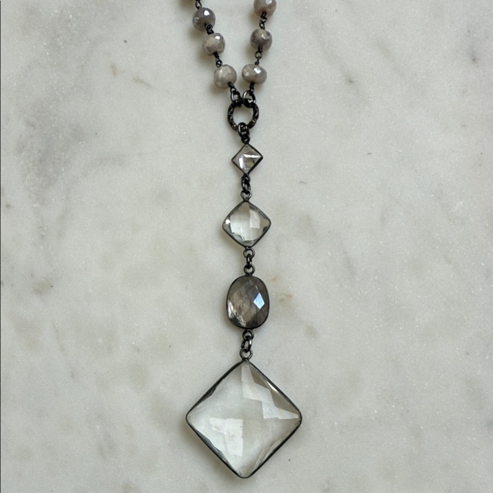 Beautiful moonstone and quartz crystal necklace - Picture 4 of 4